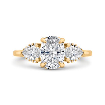 14K White Gold Oval Cut Diamond Engagement Ring (Semi-Mount)