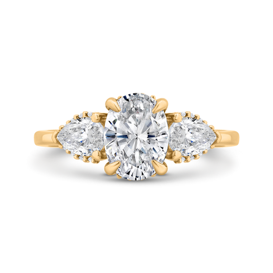 14K White Gold Oval Cut Diamond Engagement Ring (Semi-Mount)