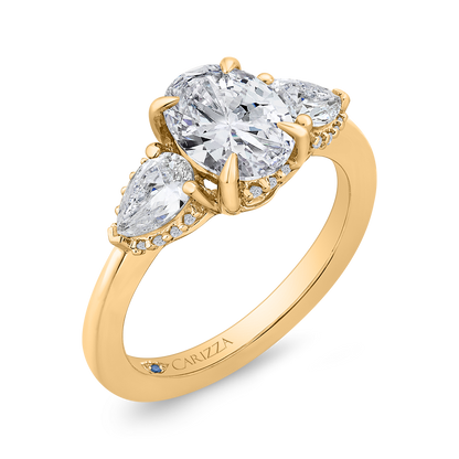 14K White Gold Oval Cut Diamond Engagement Ring (Semi-Mount)