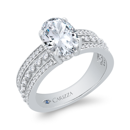 14K White Gold Oval Cut Diamond Engagement Ring (Semi-Mount)