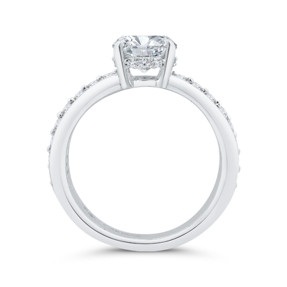 14K White Gold Oval Cut Diamond Engagement Ring (Semi-Mount)