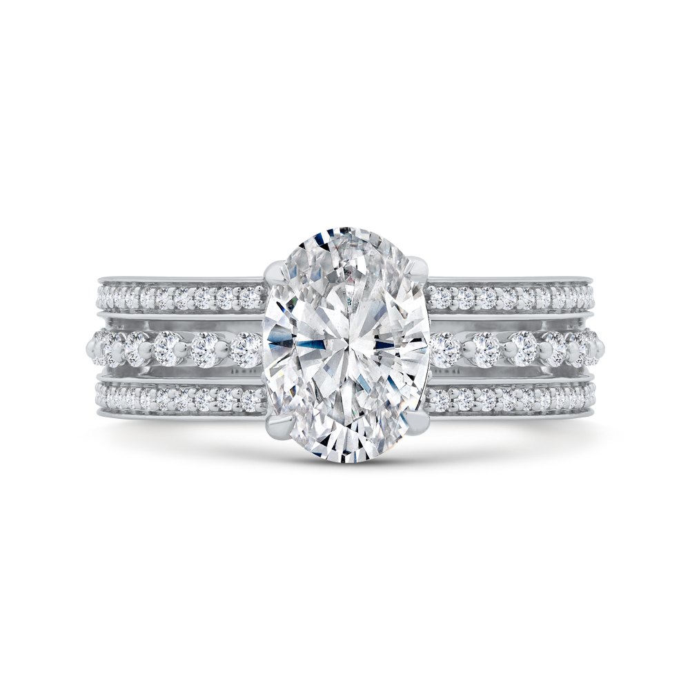 14K White Gold Oval Cut Diamond Engagement Ring (Semi-Mount)