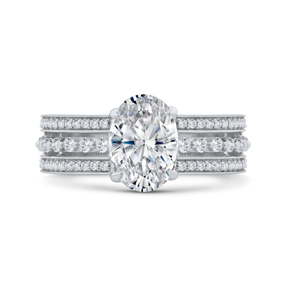 14K White Gold Oval Cut Diamond Engagement Ring (Semi-Mount)