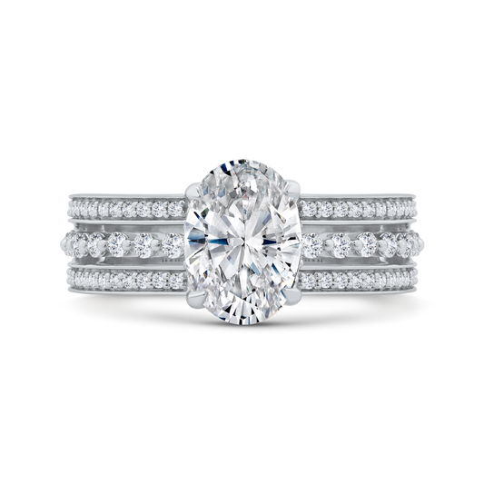 14K White Gold Oval Cut Diamond Engagement Ring (Semi-Mount)