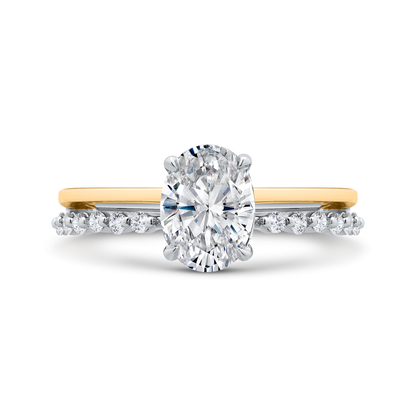 14K White Gold Oval Cut Diamond Engagement Ring (Semi-Mount)