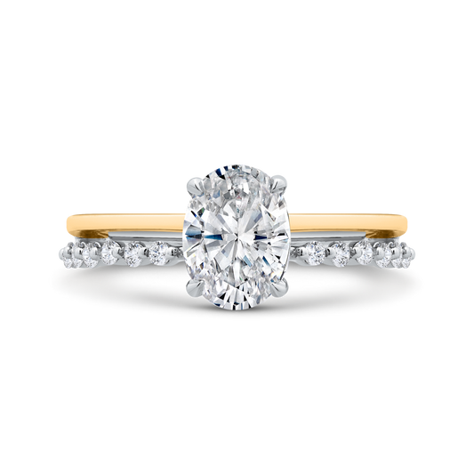 14K White Gold Oval Cut Diamond Engagement Ring (Semi-Mount)