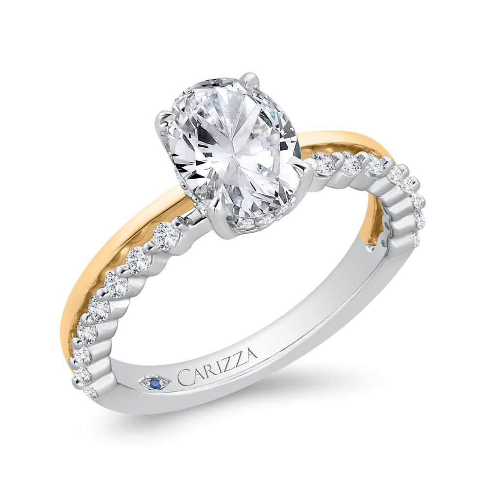 14K White Gold Oval Cut Diamond Engagement Ring (Semi-Mount)