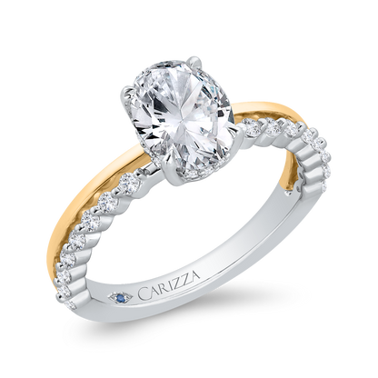 14K White Gold Oval Cut Diamond Engagement Ring (Semi-Mount)