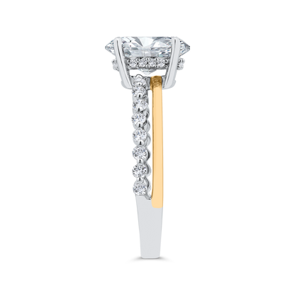 14K White Gold Oval Cut Diamond Engagement Ring (Semi-Mount)
