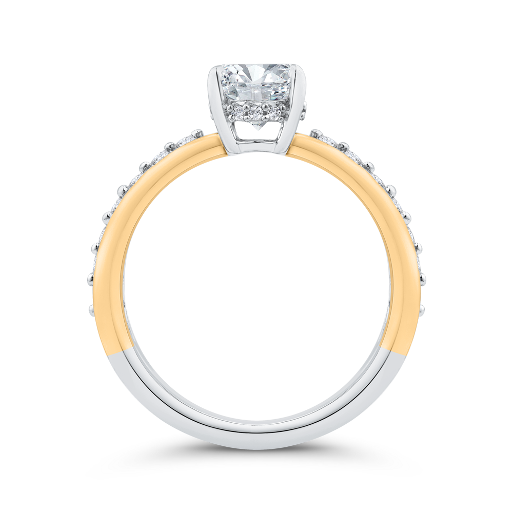 14K White Gold Oval Cut Diamond Engagement Ring (Semi-Mount)