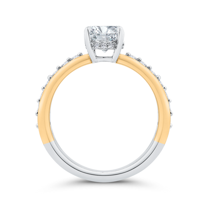 14K White Gold Oval Cut Diamond Engagement Ring (Semi-Mount)