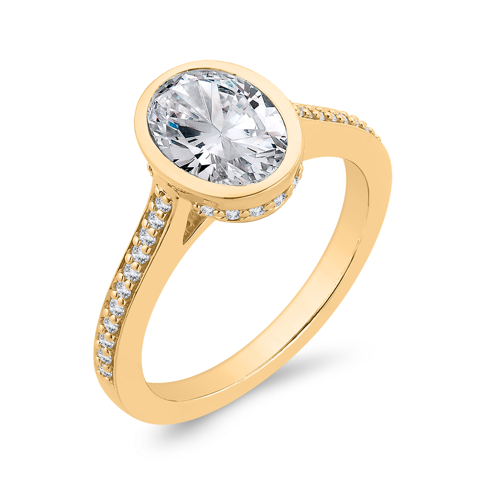 14K White Gold Oval Cut Diamond Engagement Ring (Semi-Mount)