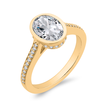 14K White Gold Oval Cut Diamond Engagement Ring (Semi-Mount)