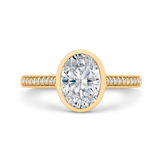14K White Gold Oval Cut Diamond Engagement Ring (Semi-Mount)