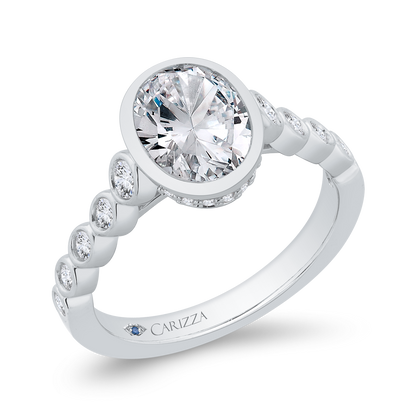 14K White Gold Oval Cut Diamond Engagement Ring (Semi-Mount)
