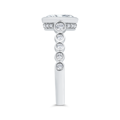 14K White Gold Oval Cut Diamond Engagement Ring (Semi-Mount)