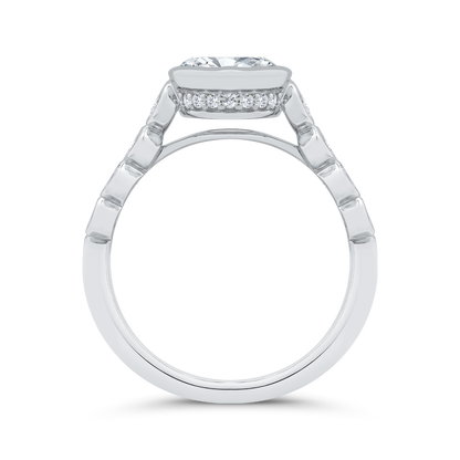 14K White Gold Oval Cut Diamond Engagement Ring (Semi-Mount)