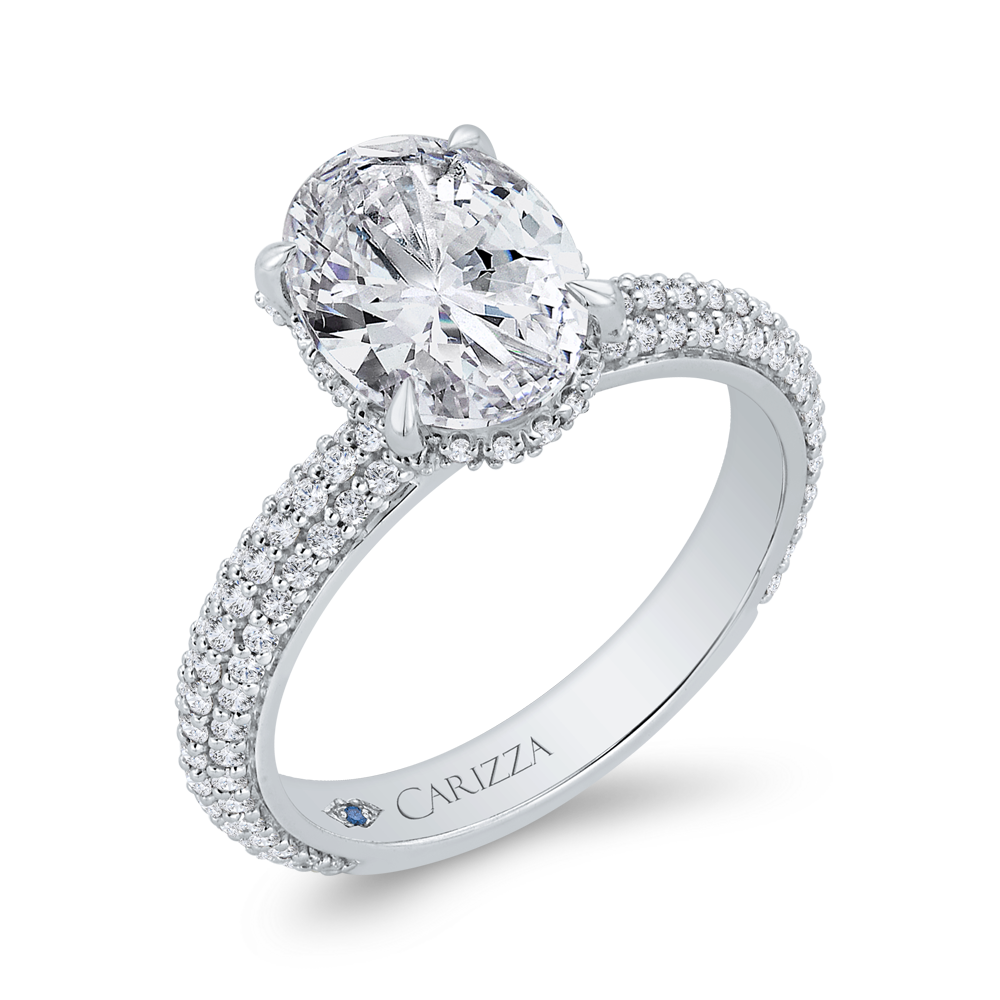 14K White Gold Diamond Engagement Ring (Semi-Mount)