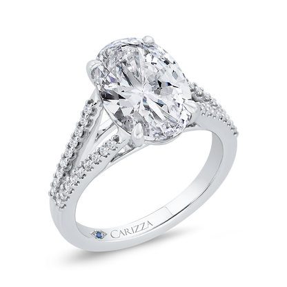 14K White Gold Diamond Engagement Ring (Semi-Mount)
