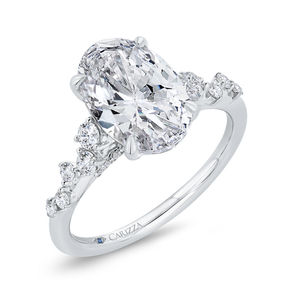 14K White Gold Diamond Engagement Ring (Semi-Mount)
