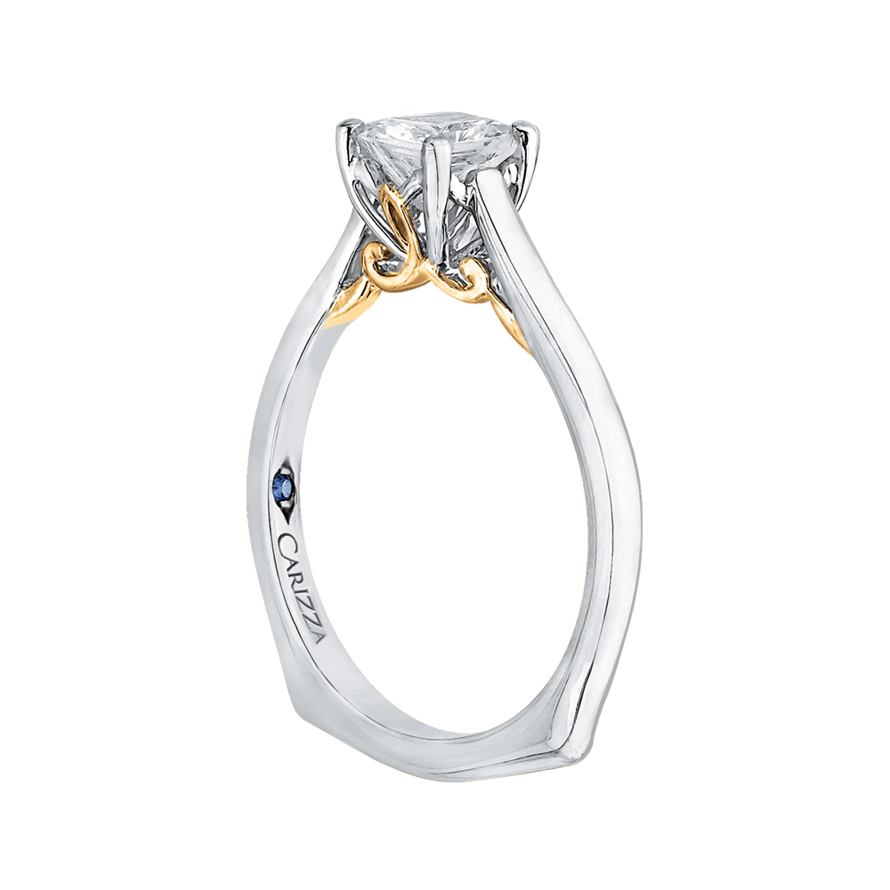 Princess Cut Diamond Solitaire Engagement Ring in 14K Two-Tone Gold (Semi-Mount)