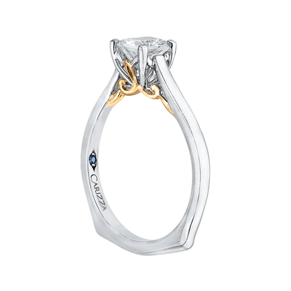 Princess Cut Diamond Solitaire Engagement Ring in 14K Two-Tone Gold (Semi-Mount)