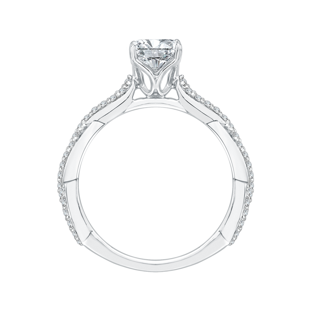 Princess Cut Diamond Engagement Ring with Criss-Cross Shank in 14K White Gold (Semi-Mount)