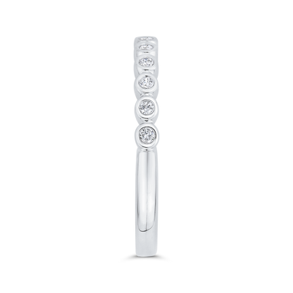 Bezel Set Diamond Wedding Band with Round Shank in 14K White Gold