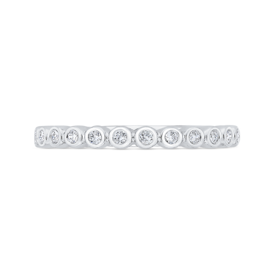 Bezel Set Diamond Wedding Band with Round Shank in 14K White Gold
