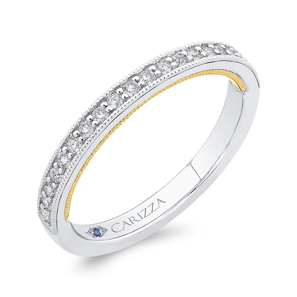 Diamond Half-Eternity Wedding Band in 14K Two Tone Gold