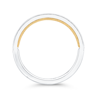 Diamond Half-Eternity Wedding Band in 14K Two Tone Gold