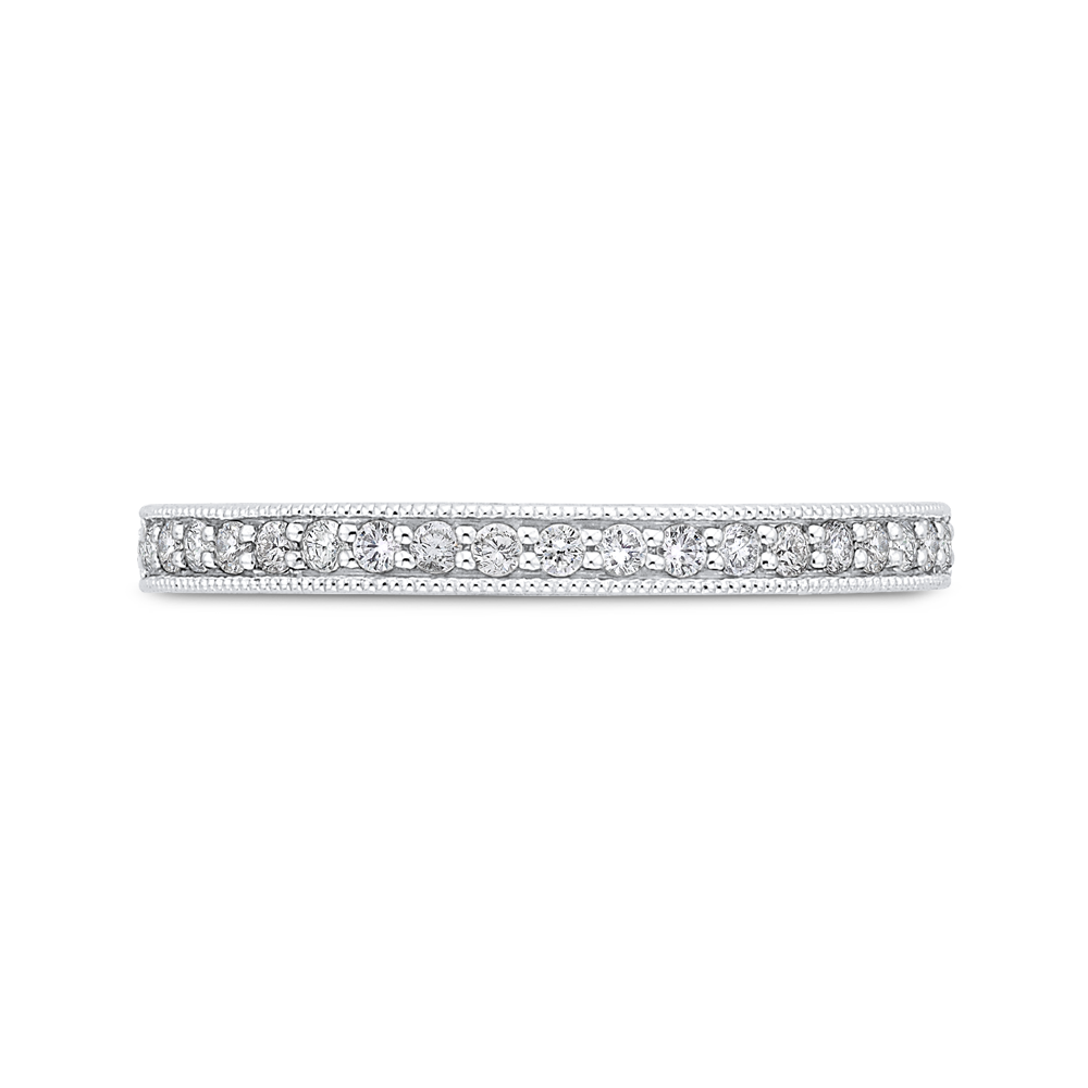 Diamond Half-Eternity Wedding Band in 14K Two Tone Gold