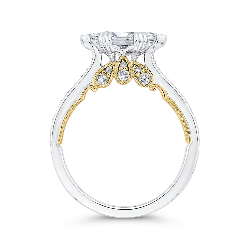 Marquise Cut Diamond Engagement Ring in 14K Two Tone Gold (Semi-Mount)