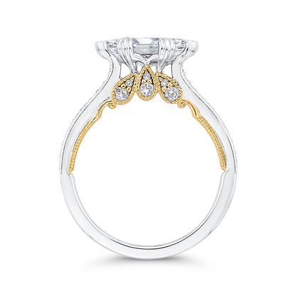 Marquise Cut Diamond Engagement Ring in 14K Two Tone Gold (Semi-Mount)