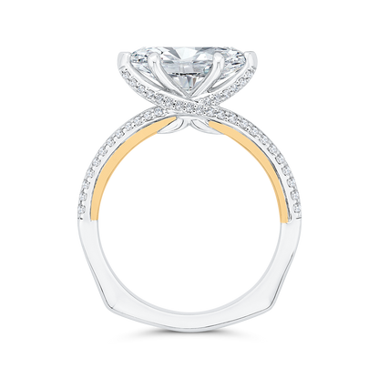 Euro Shank Marquise Cut Diamond Engagement Ring in 14K Two Tone Gold (Semi-Mount)