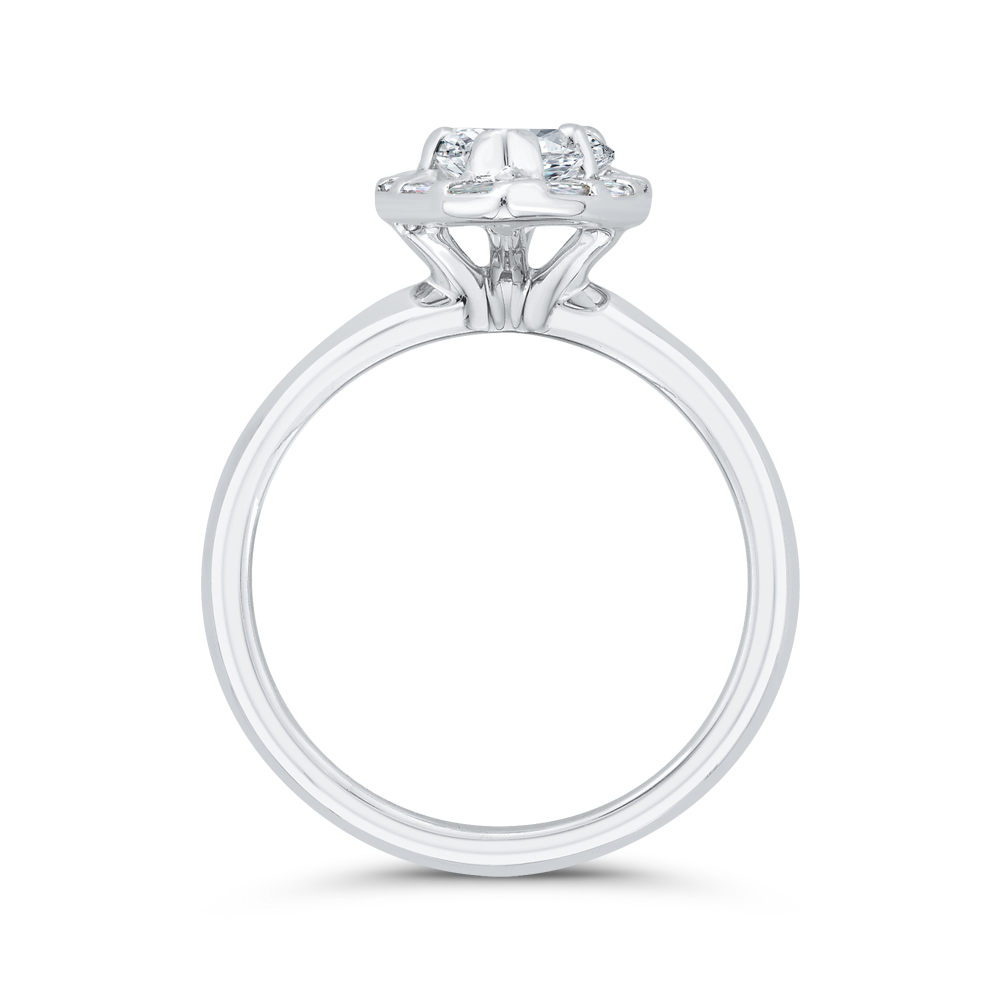 Marquise Cut Diamond Engagement Ring with Round Shank in 14K White Gold (Semi-Mount)