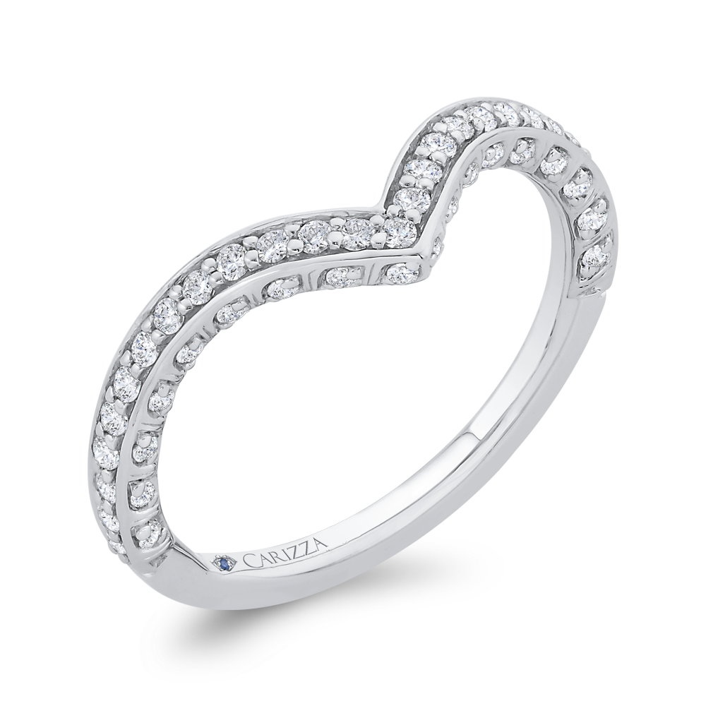 Diamond Counter Wedding Band in 14K White Gold