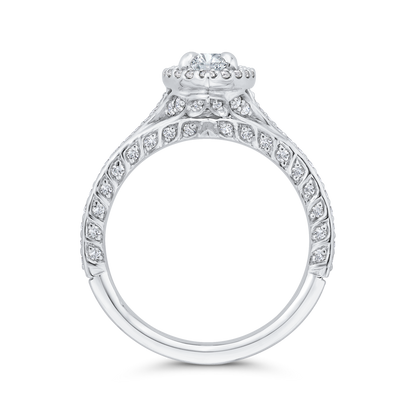 Marquise Cut Diamond Halo Engagement Ring in 14K White Gold (Semi-Mount)