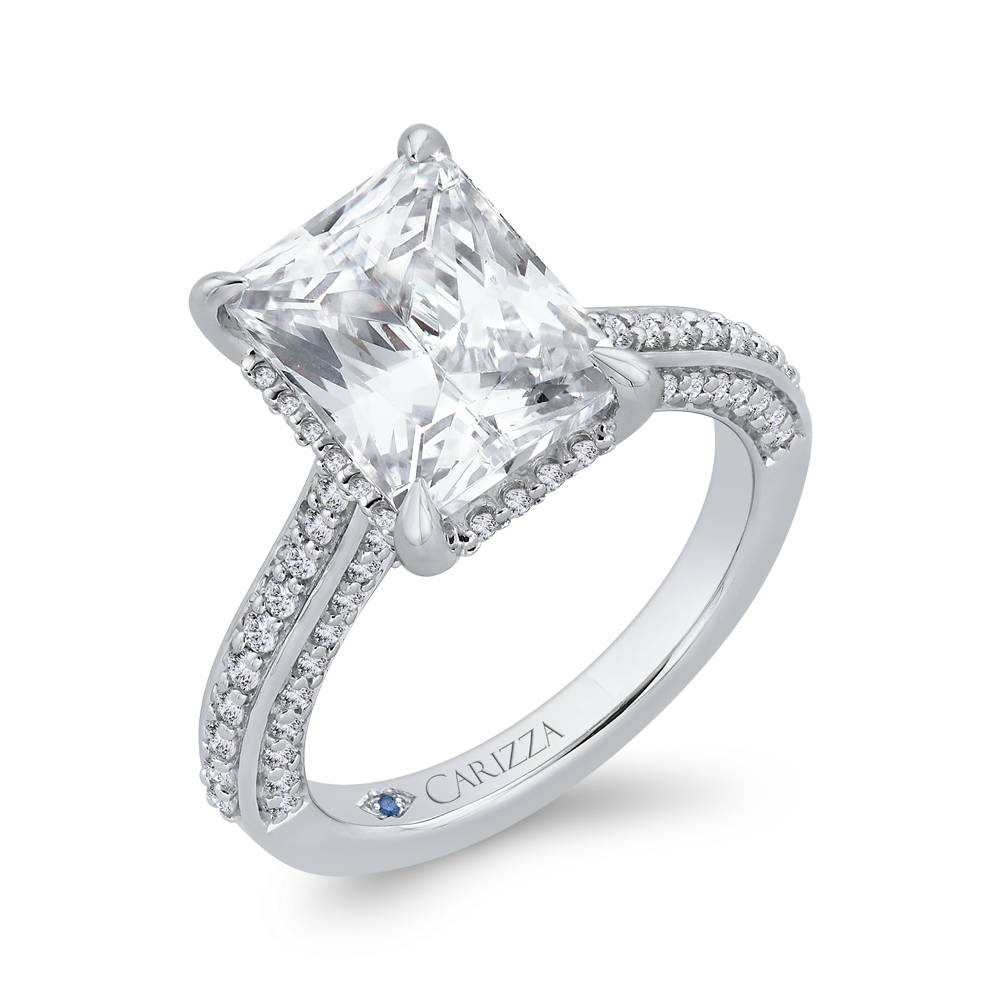 14K White Gold Radiant Diamond Solitaire Plus Engagement Ring  (Semi-Mount)