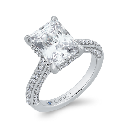 14K White Gold Radiant Diamond Solitaire Plus Engagement Ring  (Semi-Mount)