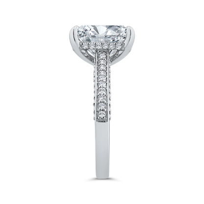 14K White Gold Radiant Diamond Solitaire Plus Engagement Ring  (Semi-Mount)