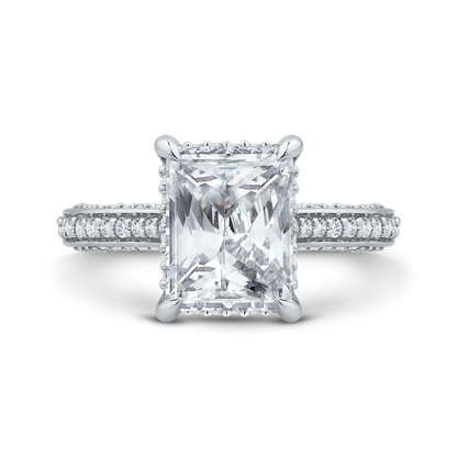 14K White Gold Radiant Diamond Solitaire Plus Engagement Ring  (Semi-Mount)