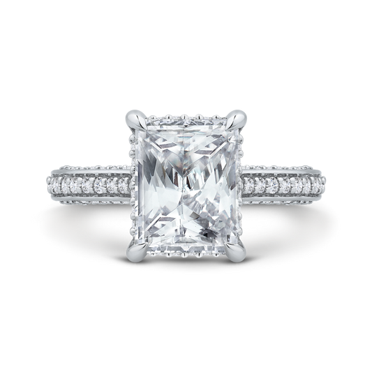 14K White Gold Radiant Diamond Solitaire Plus Engagement Ring  (Semi-Mount)