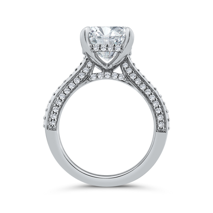 14K White Gold Radiant Diamond Solitaire Plus Engagement Ring  (Semi-Mount)