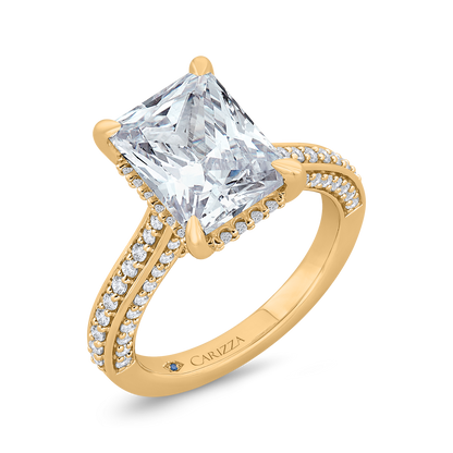 14K Yellow Gold Radiant Cut Diamond Engagement Ring (Semi-Mount)