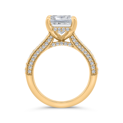 14K Yellow Gold Radiant Cut Diamond Engagement Ring (Semi-Mount)