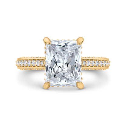 14K Yellow Gold Radiant Cut Diamond Engagement Ring (Semi-Mount)