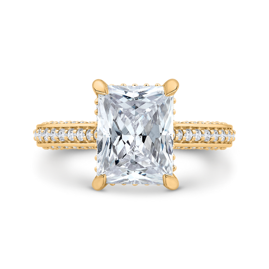 14K Yellow Gold Radiant Cut Diamond Engagement Ring (Semi-Mount)