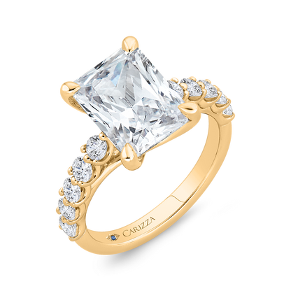 14K Yellow Gold Radiant Cut Diamond Engagement Ring (Semi-Mount)
