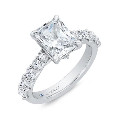 14K Yellow Gold Radiant Cut Diamond Engagement Ring (Semi-Mount)